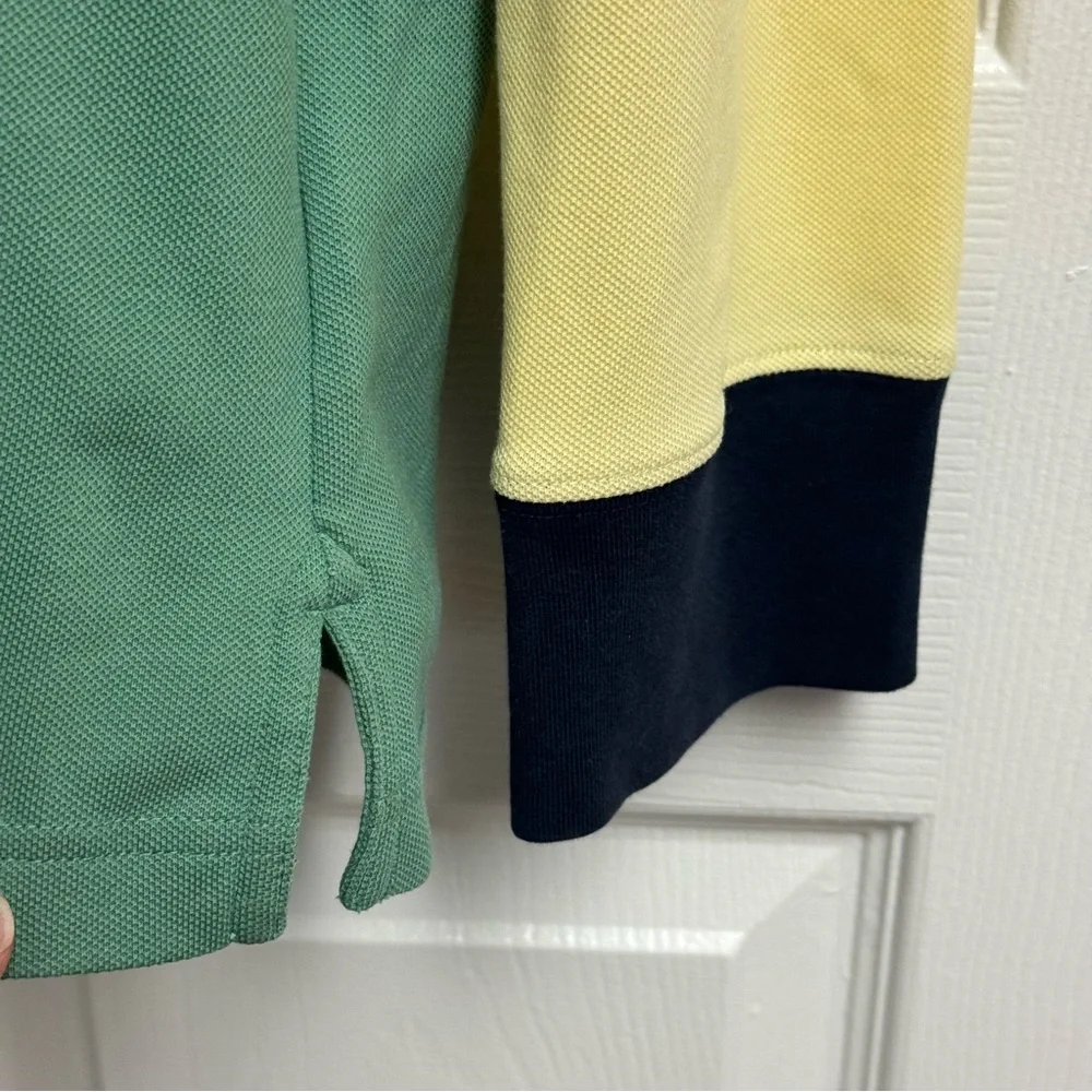 Brooks Brothers Rugby Polo Shirt Mens L Slim Fit Color Block Crest Long Sleeve